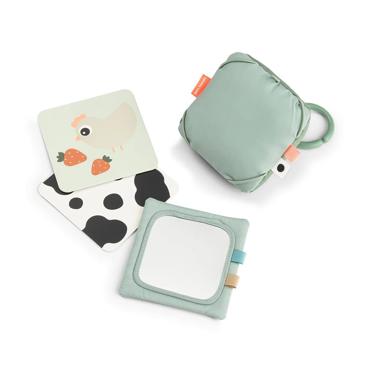 Baby contrast card holder Tiny farm Green