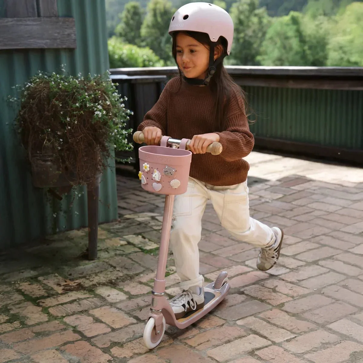 Banwood Kinderstep- en Fietsmandje Pin & Ride Dusty Rose - Image 6