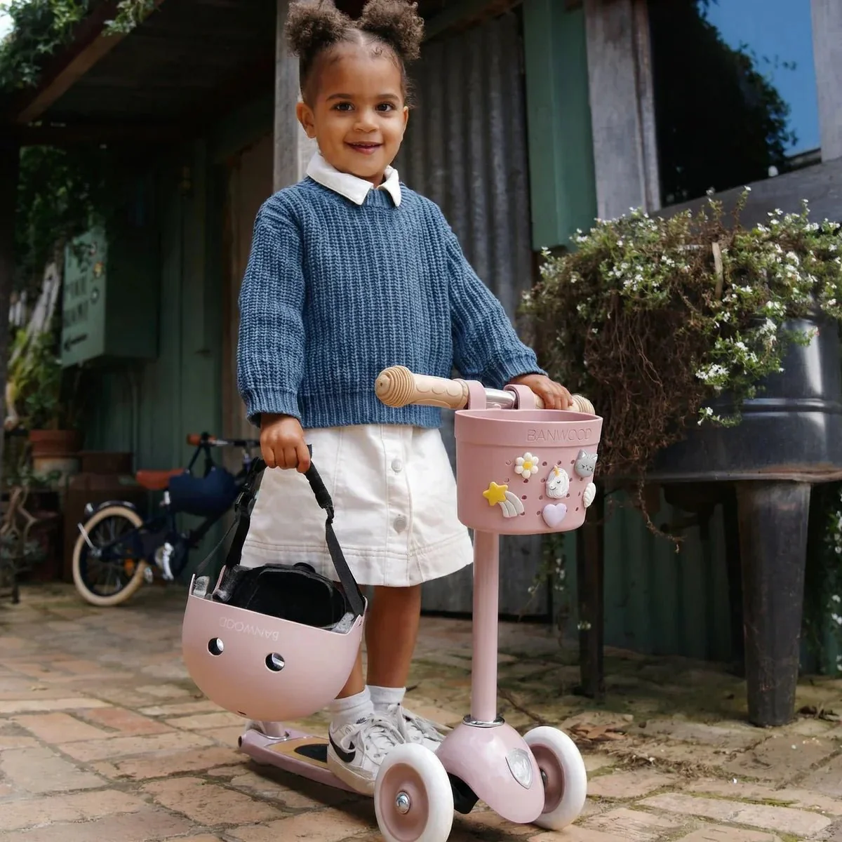 Banwood Kinderstep- en Fietsmandje Pin & Ride Dusty Rose - Image 7