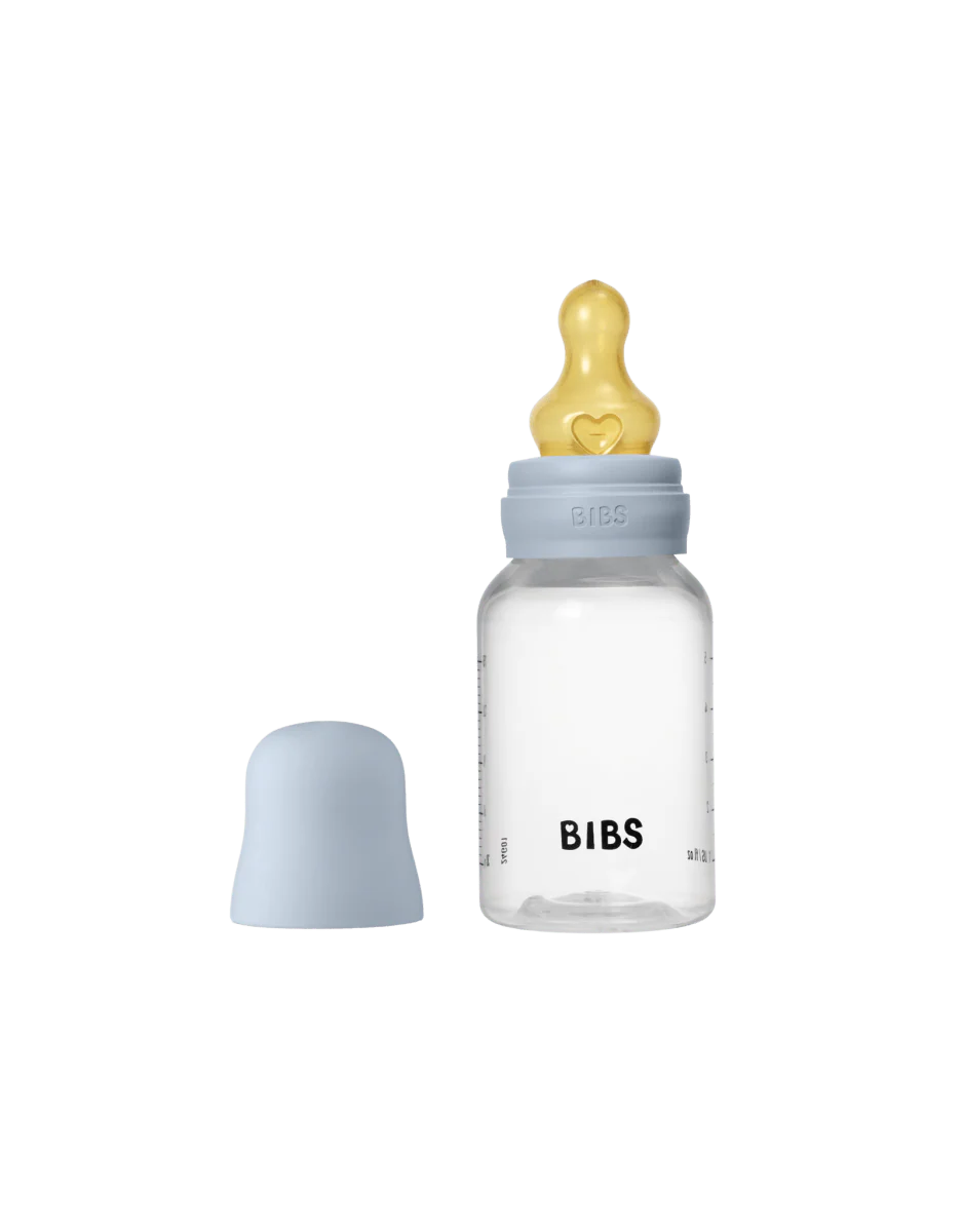 BIBS Babyfles Round Latex 150Ml Slow Flow Baby Blue