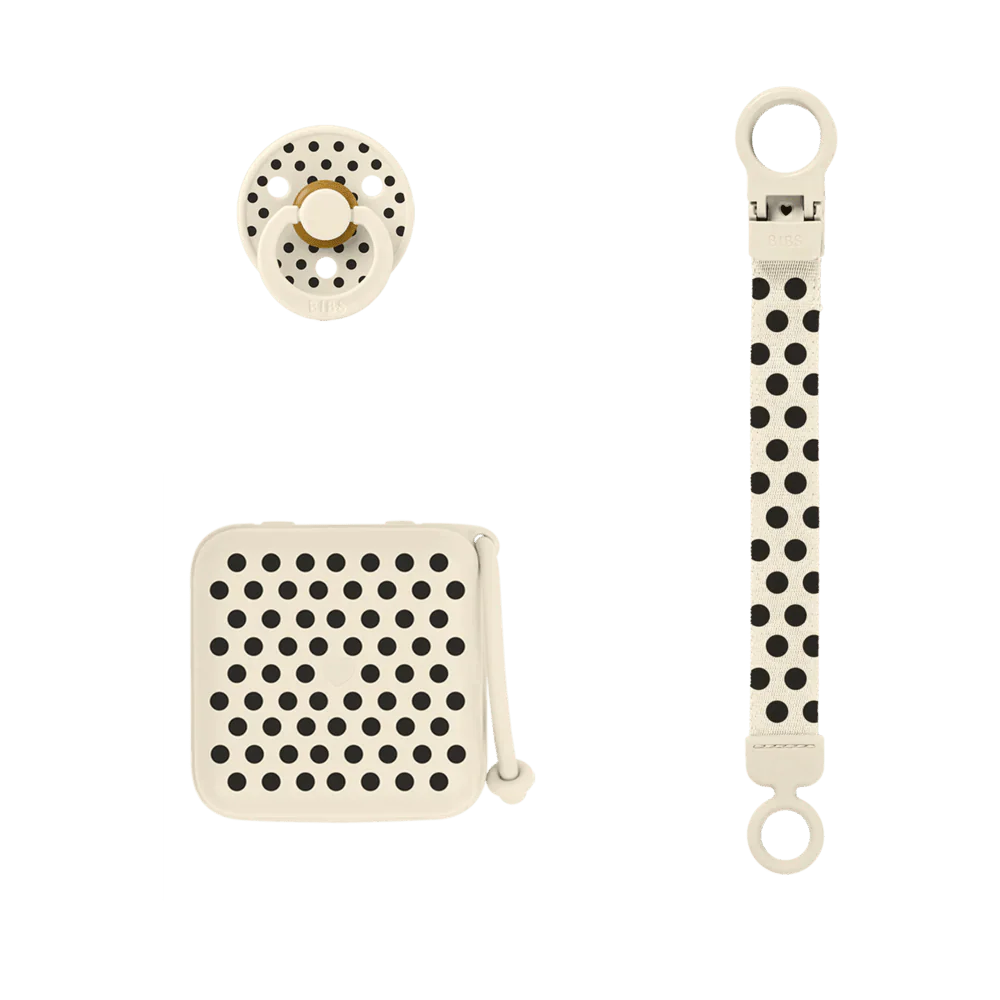 BIBS Giftbox Polka Soothe & Go Ivory Black