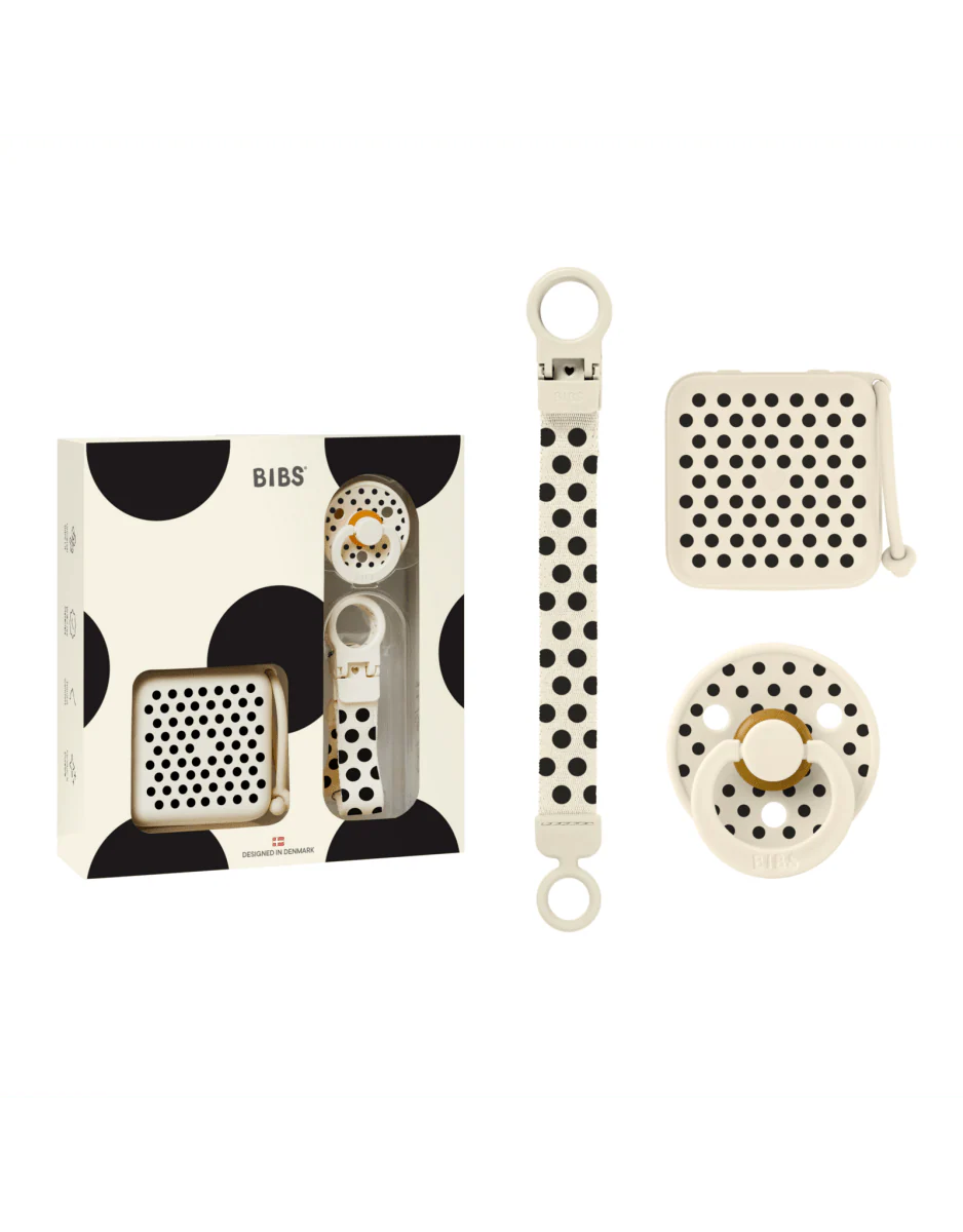 BIBS Giftbox Polka Soothe & Go Ivory Black - Image 2