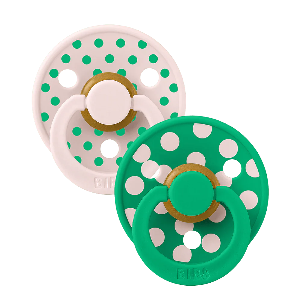 BIBS Speen Maat 1 Pacifier Studio Colour Polka Latex Petal/Cactus 2St
