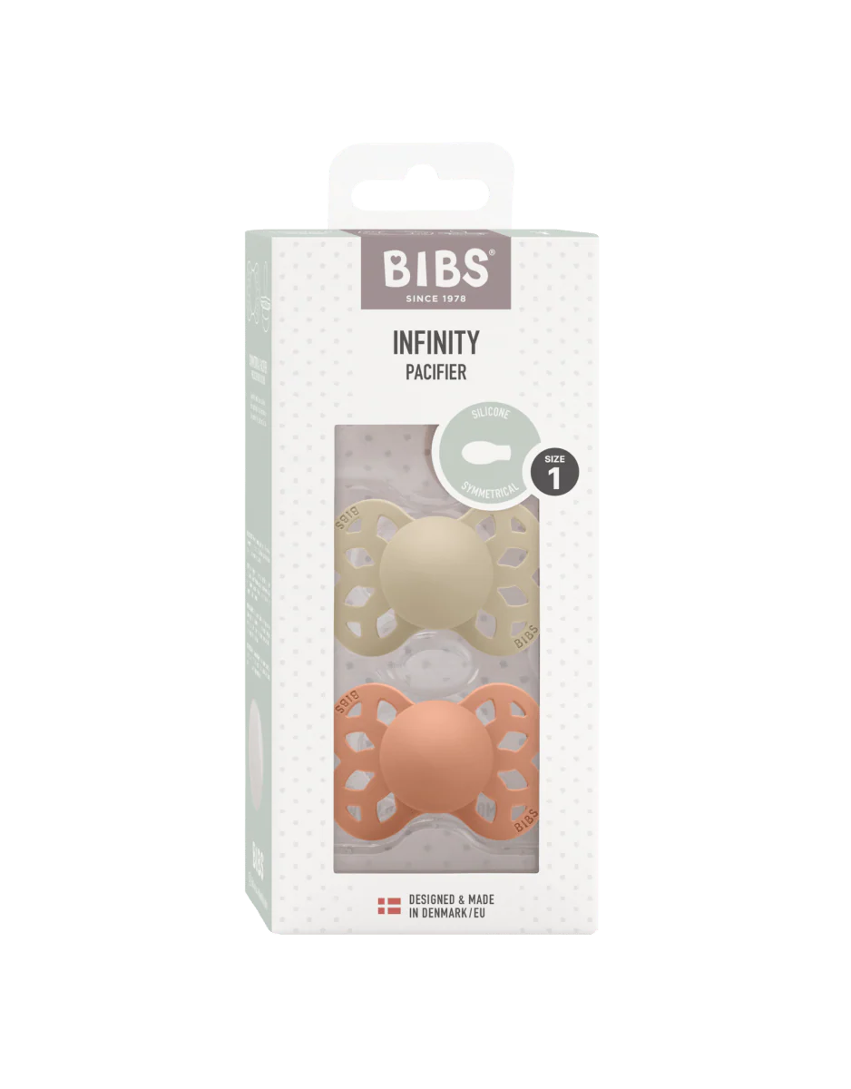 BIBS Speen Maat 1 Silicone Symmetrical Vanilla/Peach 2st - Image 2