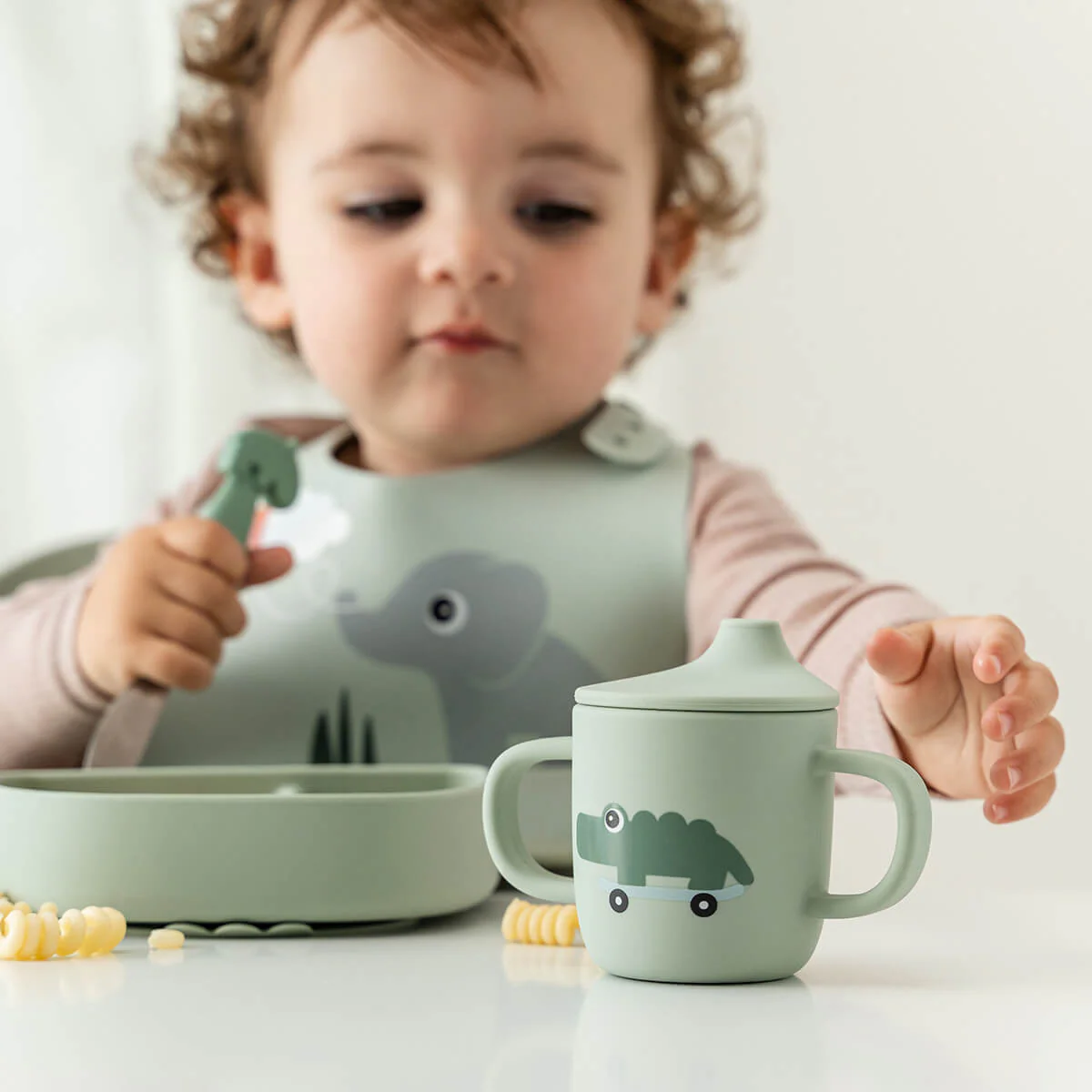 Done by Deer Drinkbeker Met Tuit En Handvatten Playground Green 120Ml - Image 5