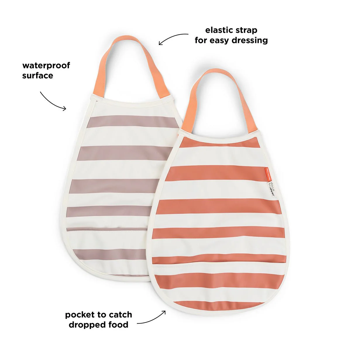 Done by Deer Slabbetje Stripes Papaya/Powder 2st - Image 2