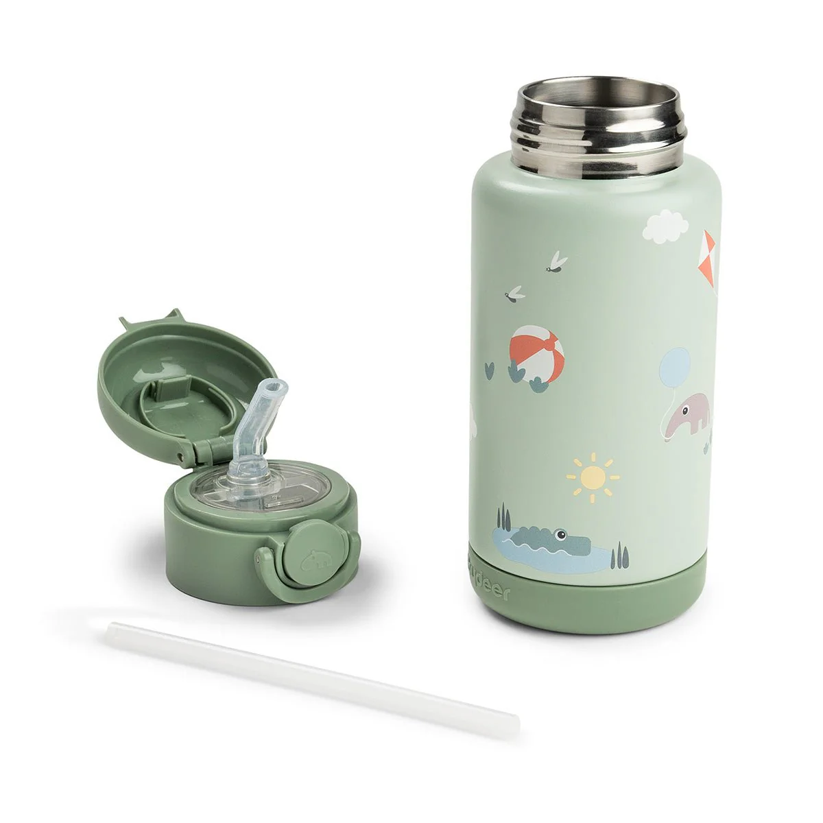 Done by Deer Thermos Rietjesfles Playground Green 340ml - Image 3