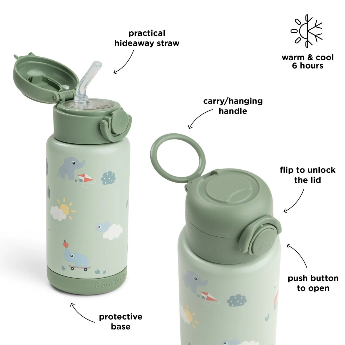 Done by Deer Thermos Rietjesfles Playground Green 340ml - Image 4