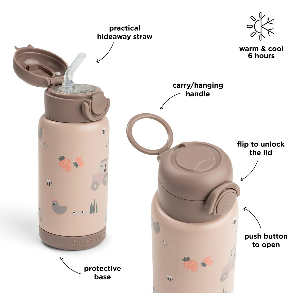 Done by Deer Thermos Rietjesfles Tiny Farm Powder 340ml - Image 4
