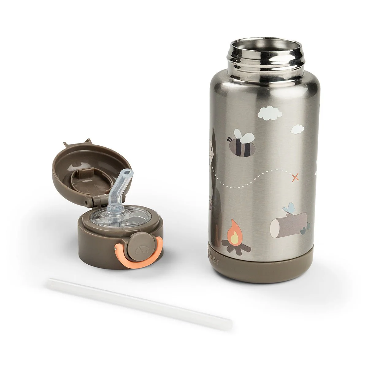 Done by Deer Thermos Rietjesfles Tiny Trails Sand 340ml - Image 3
