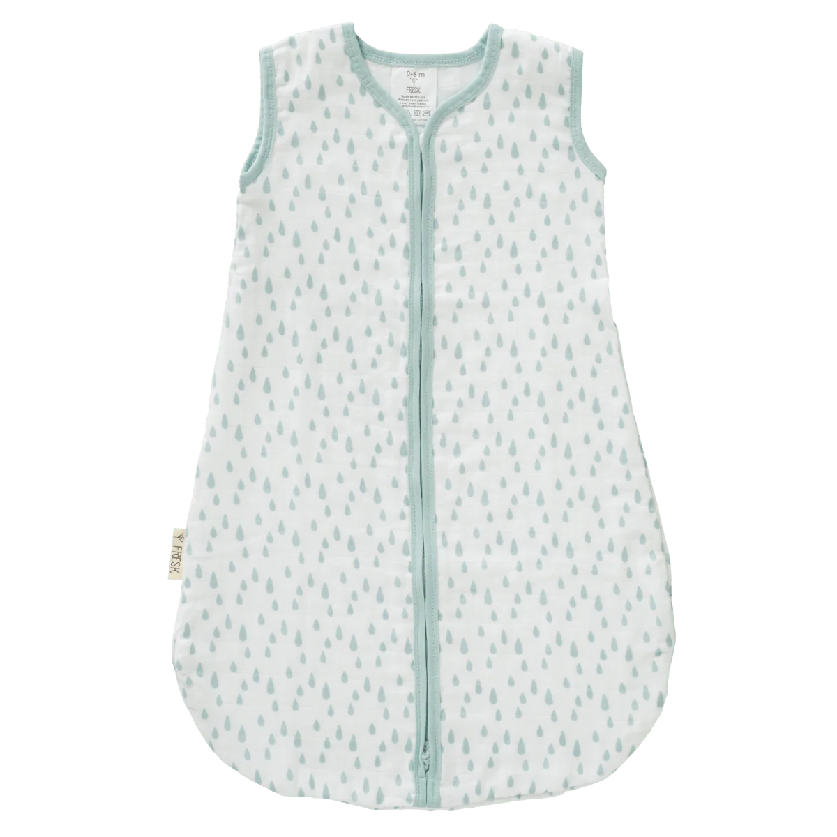 Fresk Slaapzak Baby Muslin Drops Ether Blue 2-laags