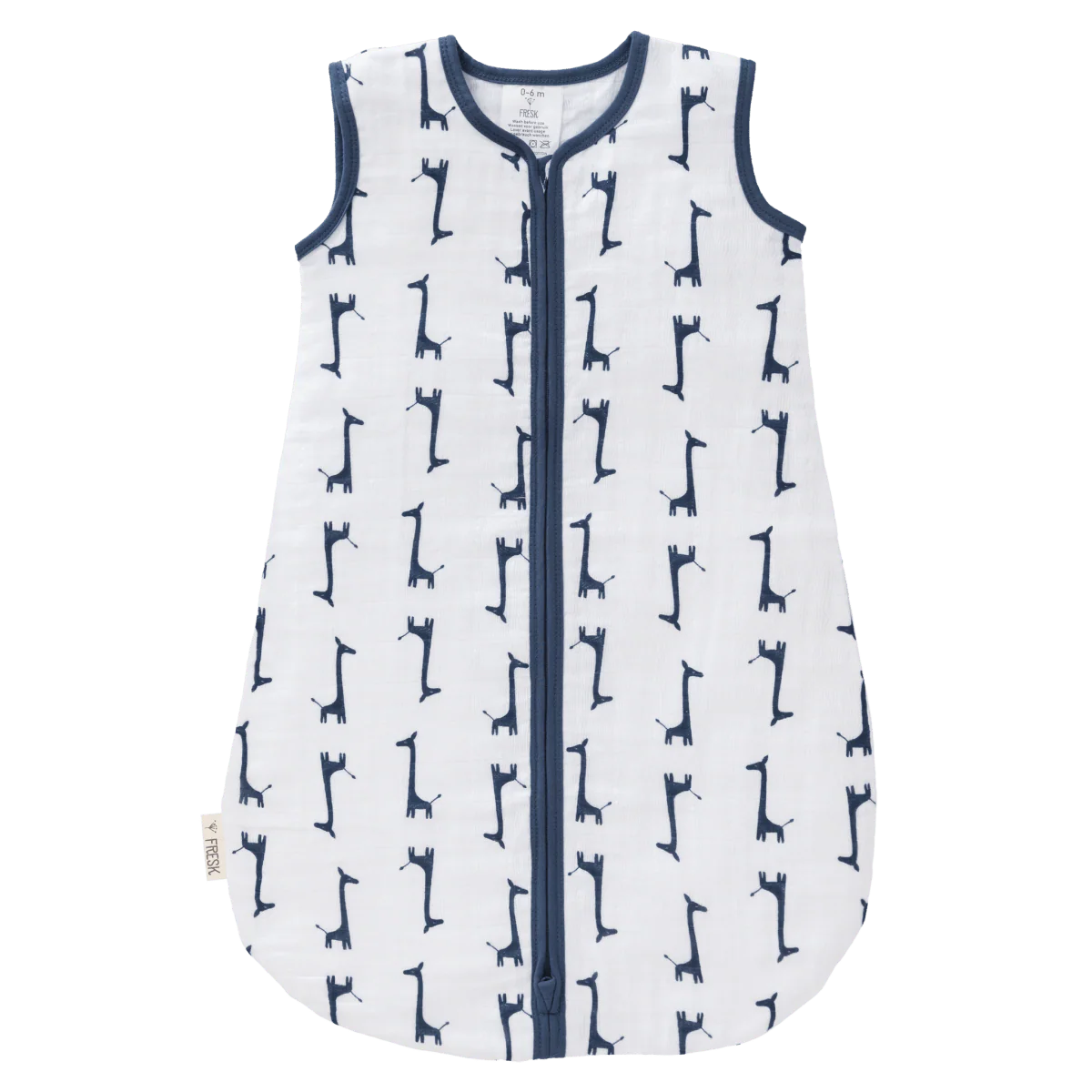 Fresk Slaapzak Baby Muslin Giraf Indigo Blue 2-laags
