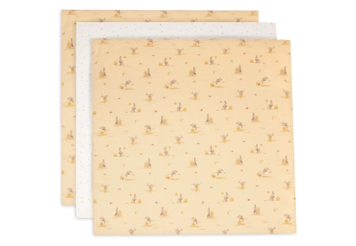Jollein Hydrofiele Doek Kangaroots 70X70Cm 3St