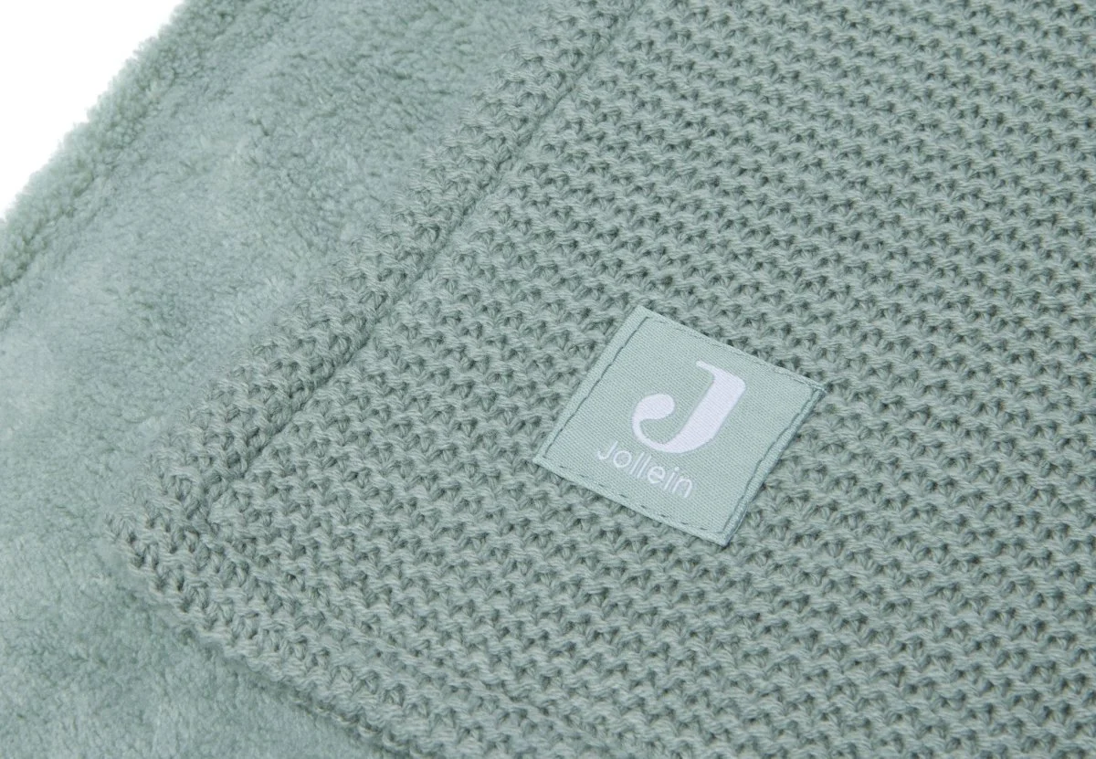 Jollein Ledikantdeken Basic Knit Forest Green/Fleece 100x150cm - Image 4