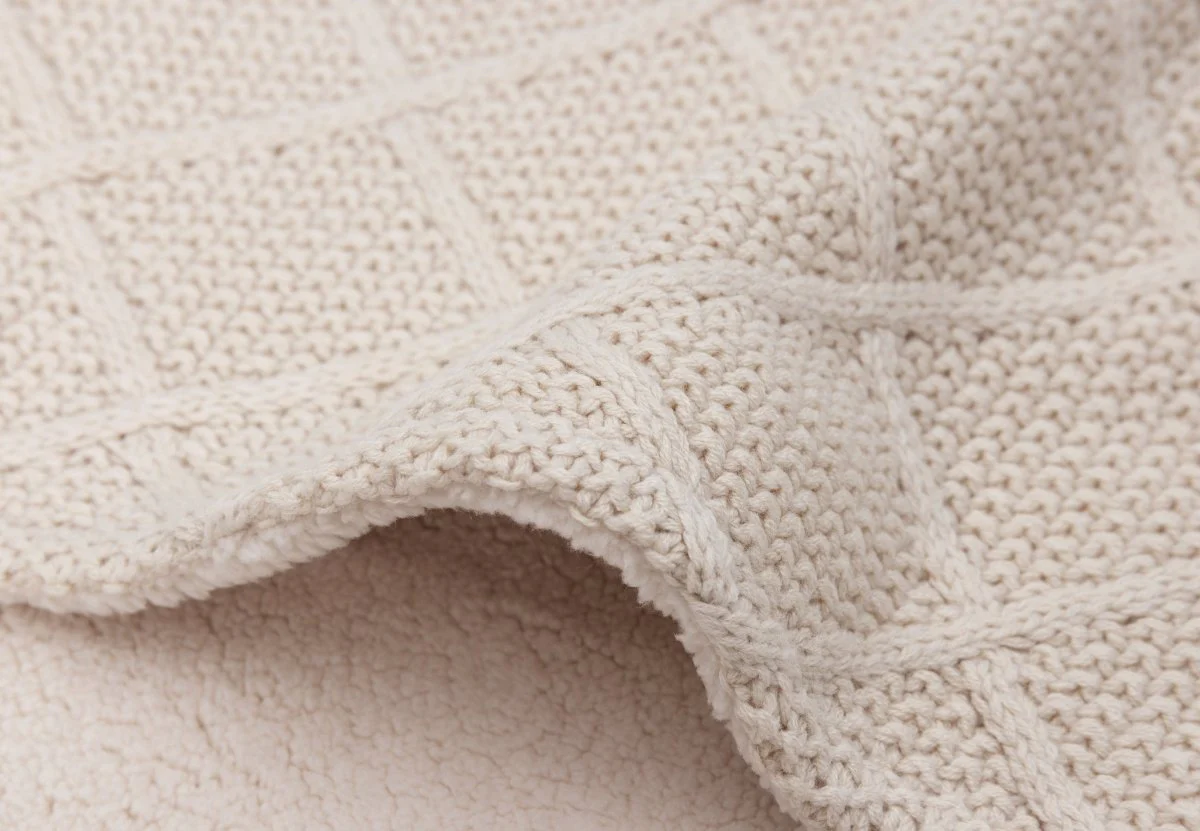 Jollein Ledikantdeken Check Knit Oatmeal/Teddy Fleece 100 X 150 Cm - Image 4