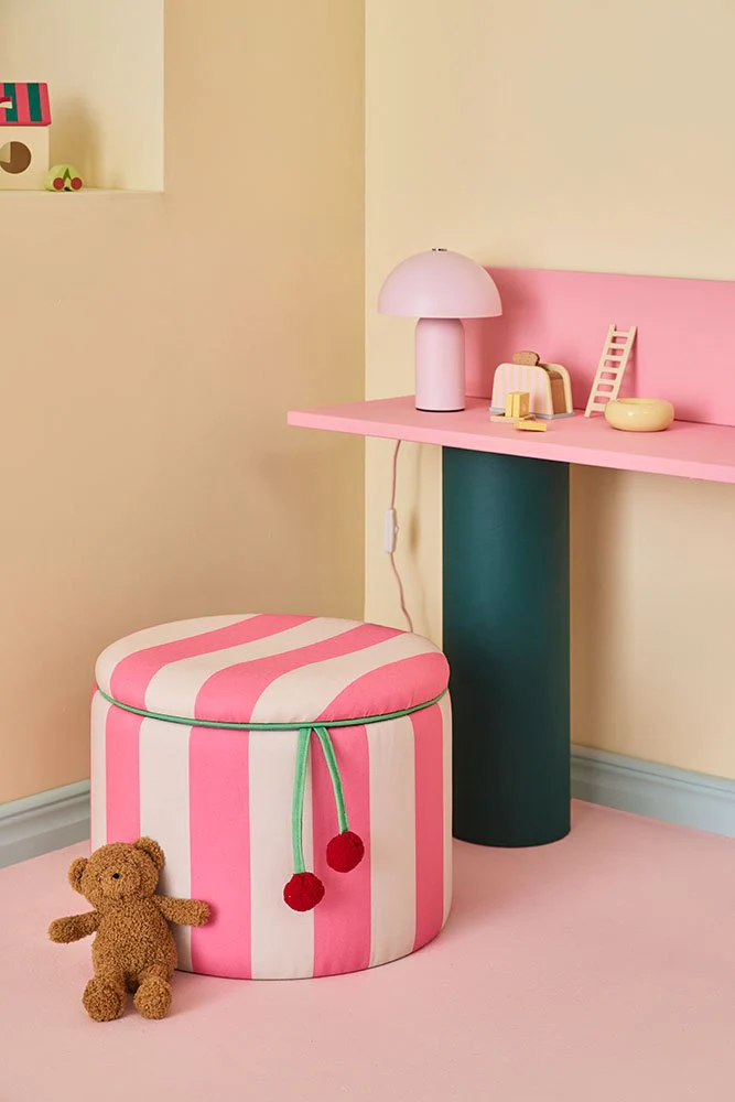 Kid's Concept Poef Cilinder Met Opbergruimte Roze - Image 3