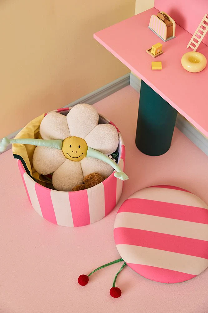 Kid's Concept Poef Cilinder Met Opbergruimte Roze - Image 5