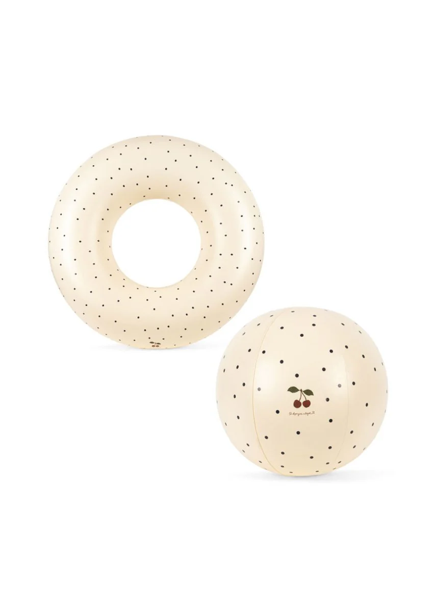 Konges Sløjd Zwemband En Strandbal Set Navy Dots