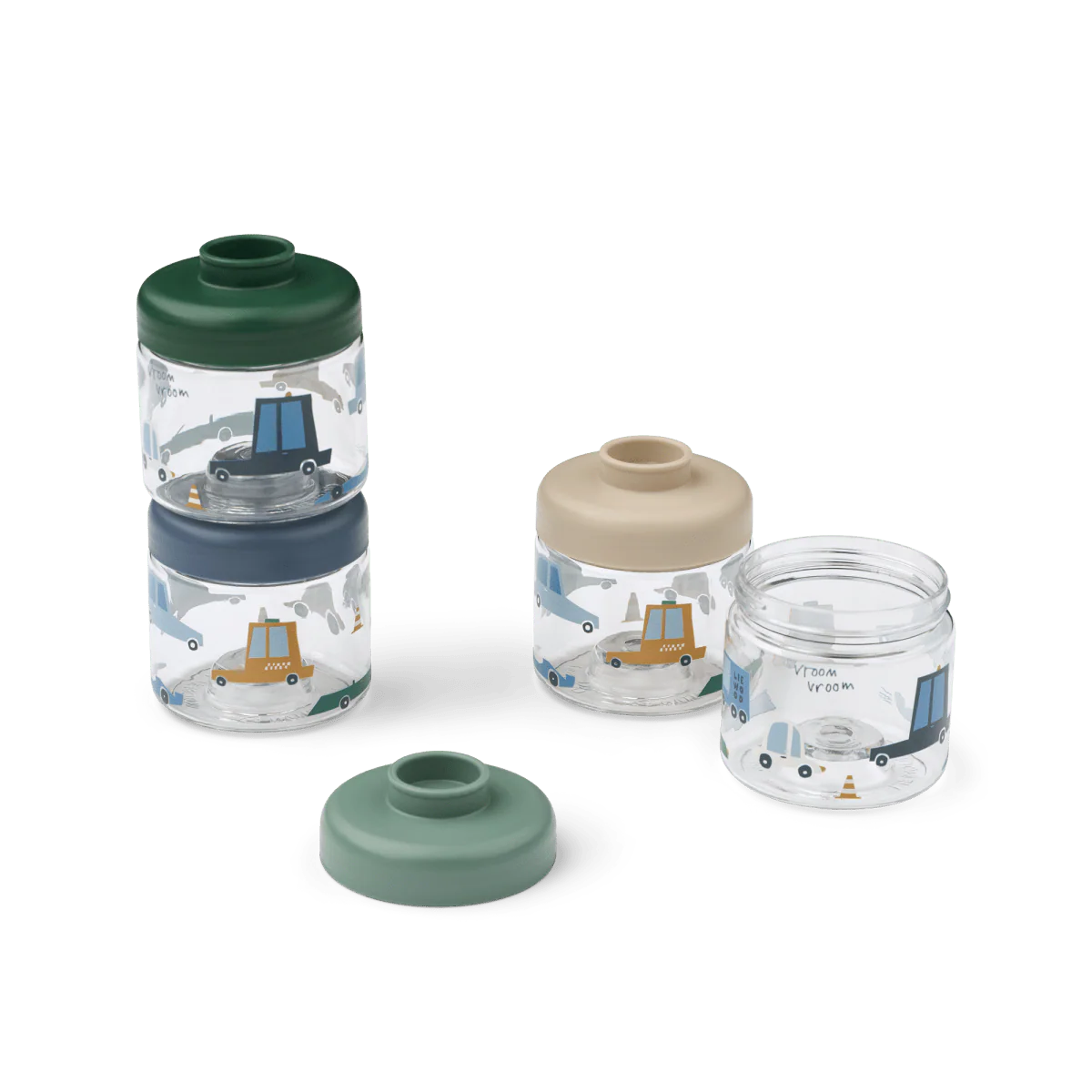 Liewood Opbergbakjes Dominique Tritan Cars / Sandy 100ml 4st