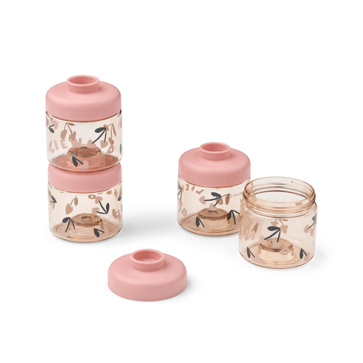 Liewood Opbergbakjes Dominique Tritan Cherry heart / Rosey 100ml 4st