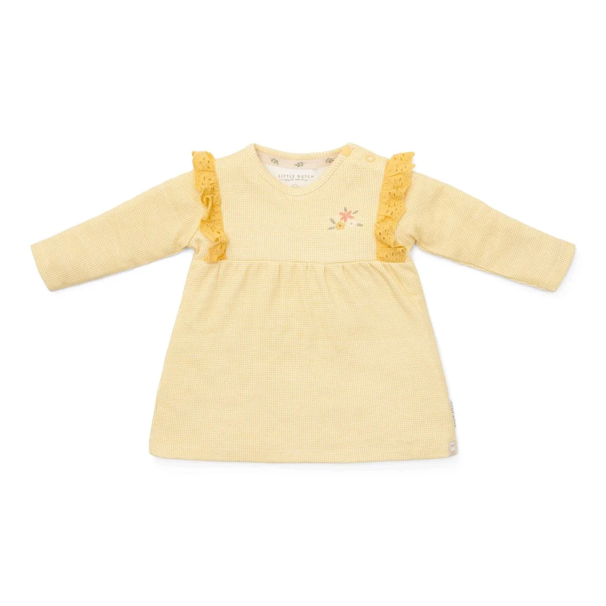 Little Dutch Baby Jurkje Warm Yellow Check Lange Mouw