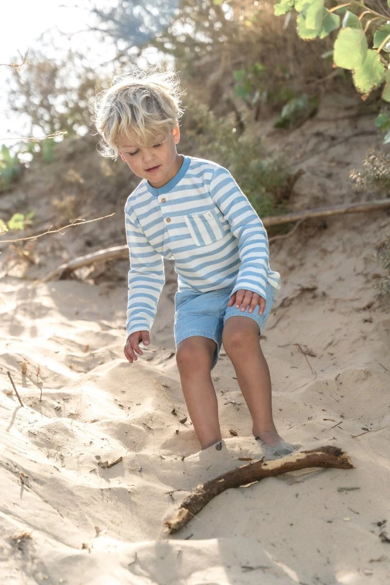 Little Dutch Baby Shirt Lange Mouw Steel Blue Stripe - Image 4