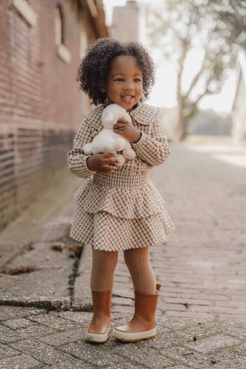 Little Dutch Babyblouse Winter Brown Check Girls - Image 6