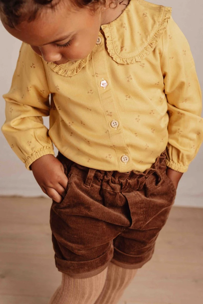 Little Dutch Babyblouse Winter Warm Yellow Blooming Flower Girls - Image 3