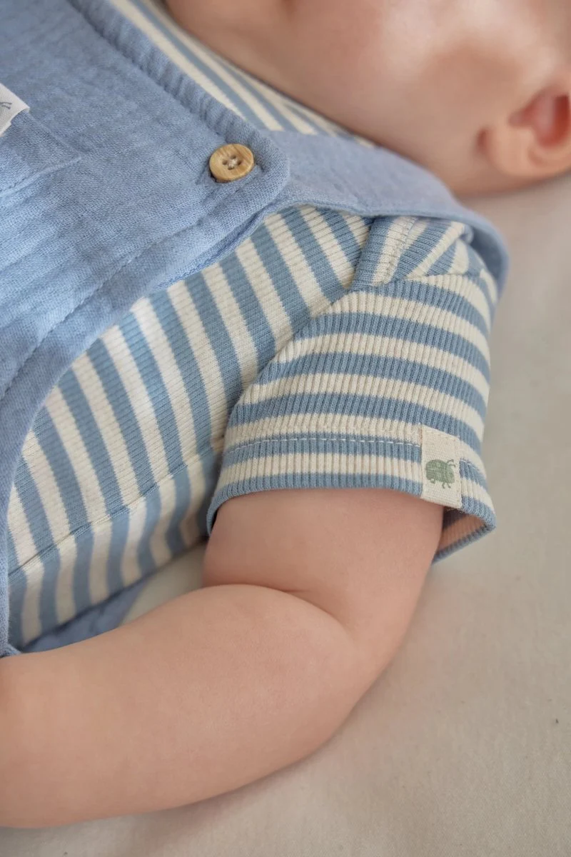 Little Dutch Romper Mouwloos Stone Blue Stripe - Image 7