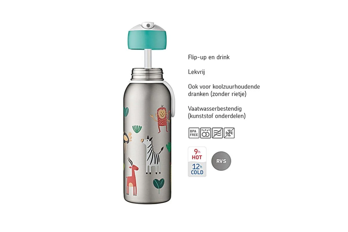 Little Dutch Thermosfles Flip-Up Campus 350ml Flowers & Butterflies - Image 4