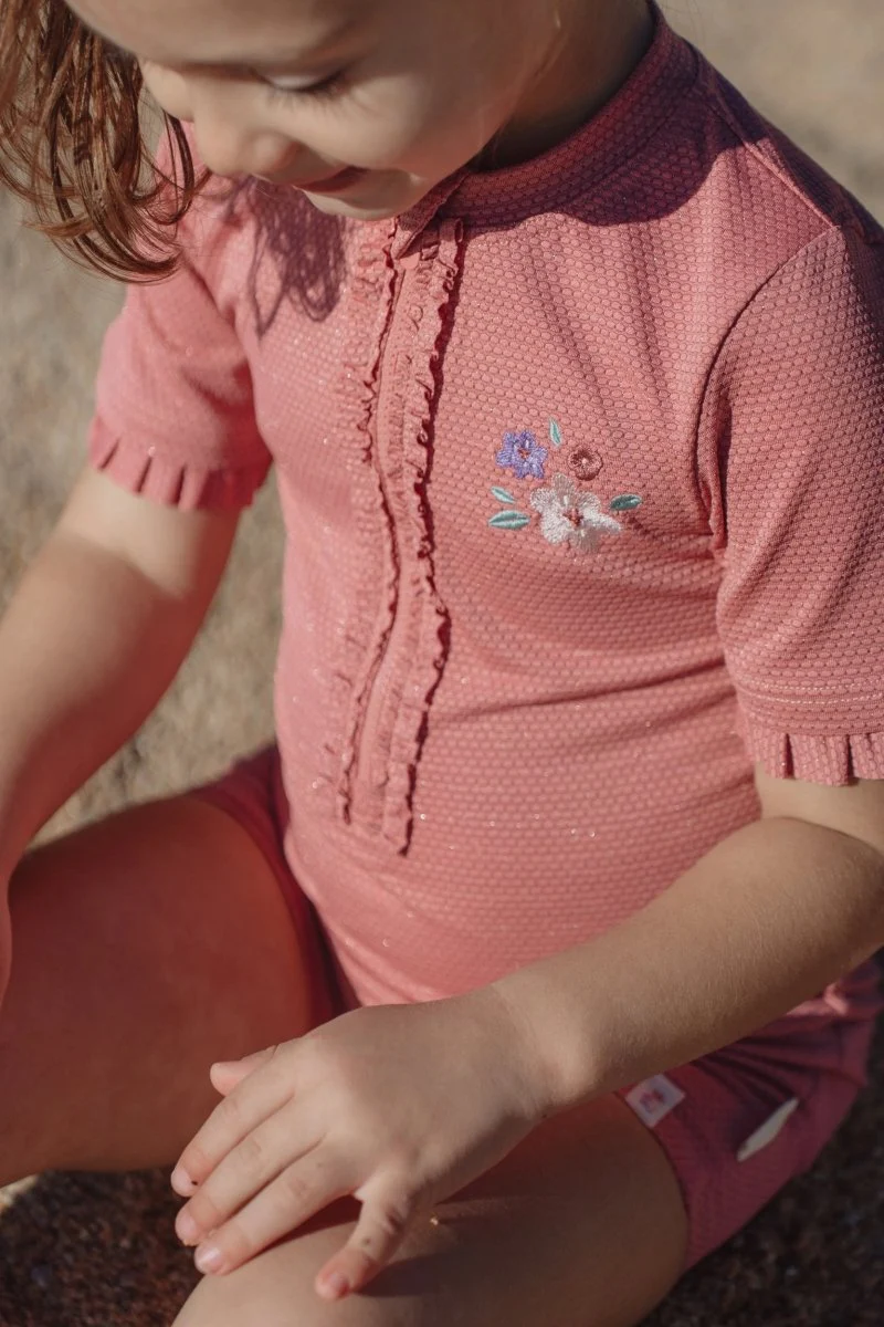 Little Dutch Zwempak Kind Korte Mouwen Dreamy Pink Sparkle - Image 11
