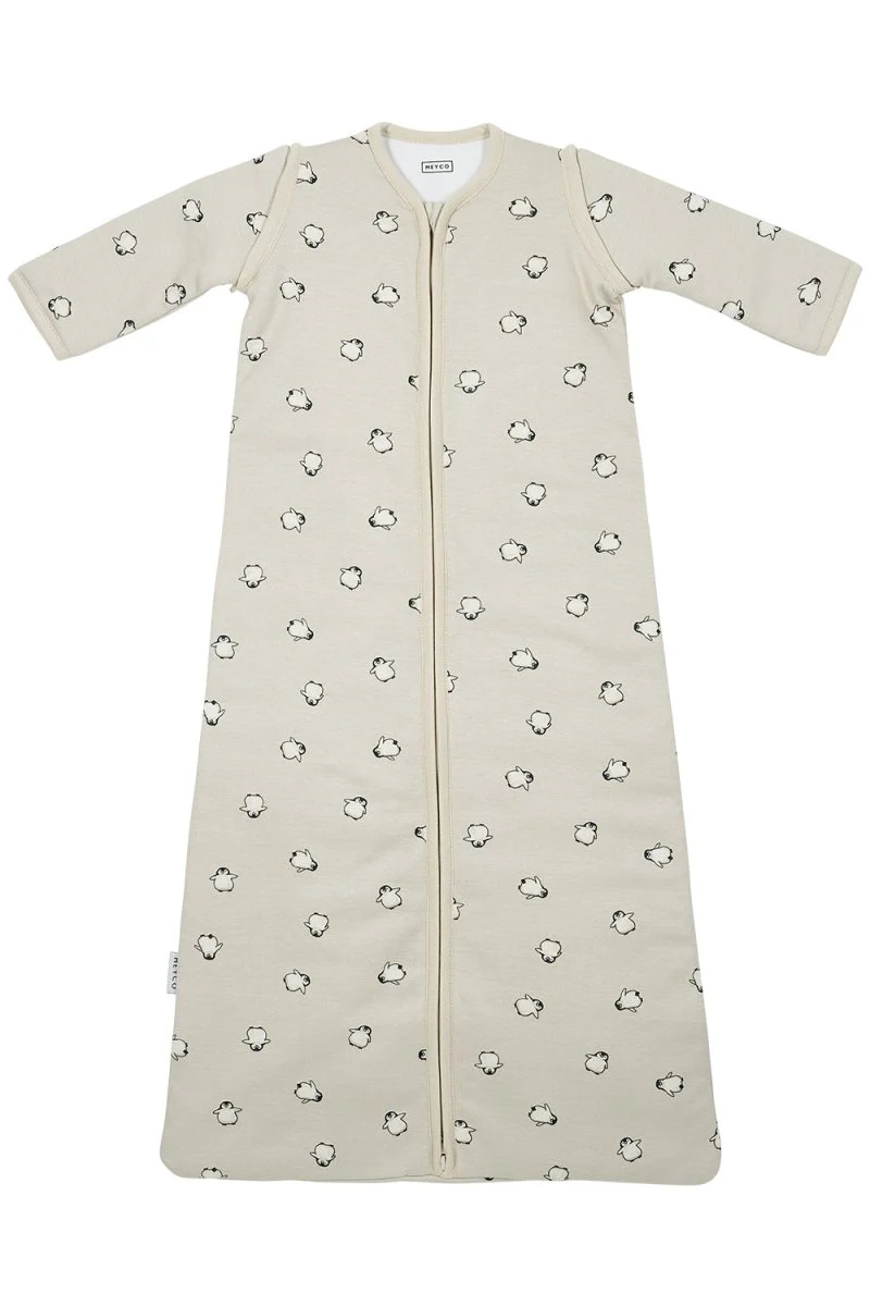 Meyco Baby Penguin Baby Slaapzak Met Afritsbare Mouwen Soft Sand