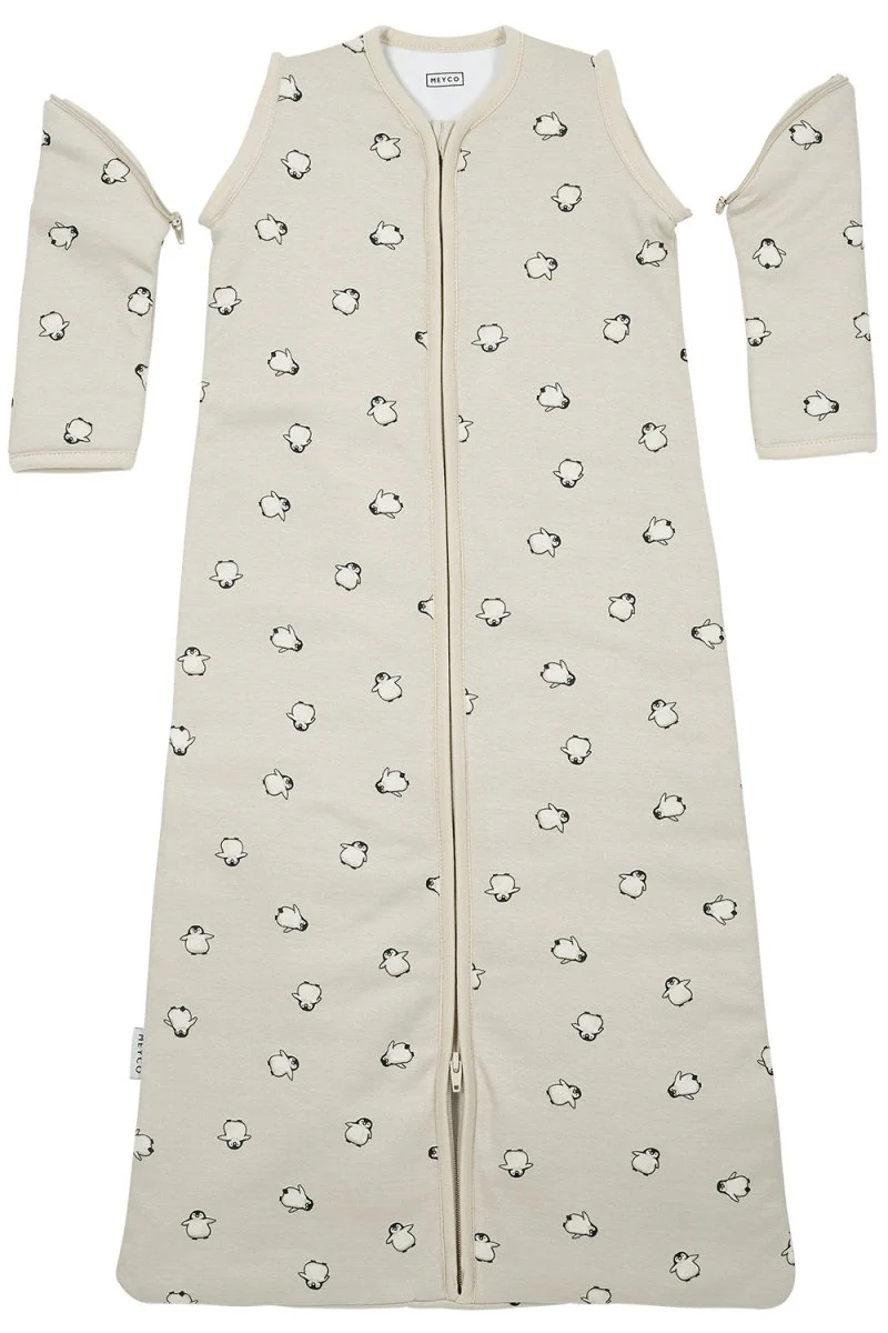 Meyco Baby Penguin Baby Slaapzak Met Afritsbare Mouwen Soft Sand - Image 3