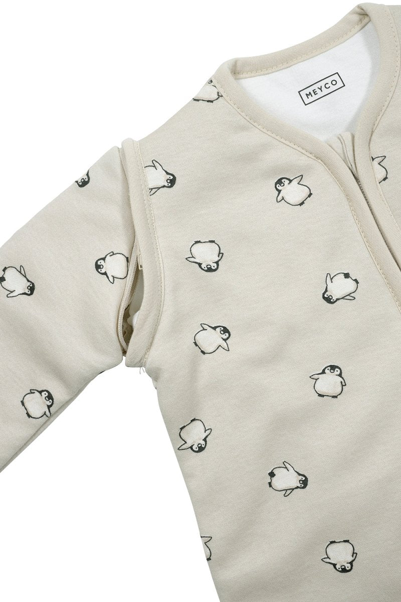 Meyco Baby Penguin Baby Slaapzak Met Afritsbare Mouwen Soft Sand - Image 4
