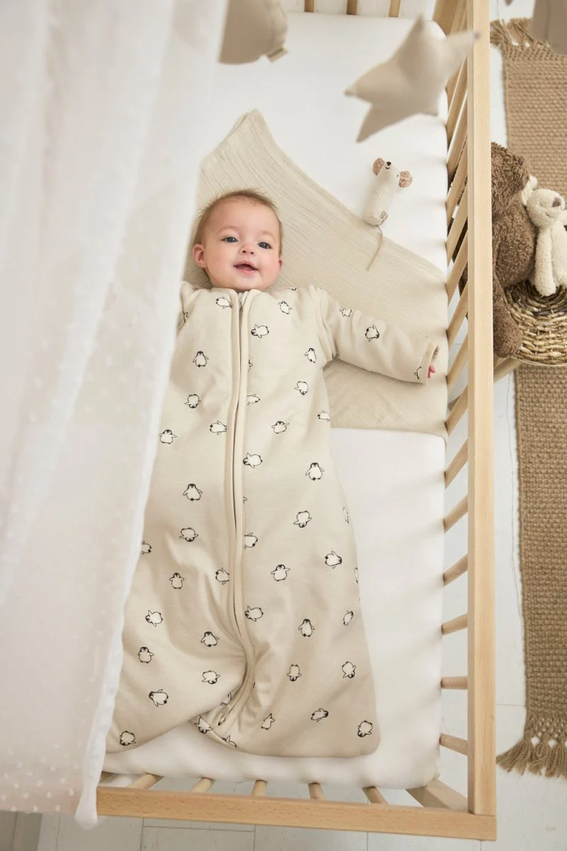 Meyco Baby Penguin Baby Slaapzak Met Afritsbare Mouwen Soft Sand - Image 5