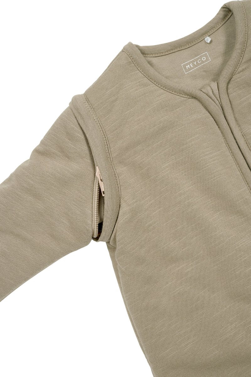 Meyco Baby Slub Met Smile Applicatie Baby Slaapzak Met Afritsbare Mouwen Taupe/Offwhite - Image 4