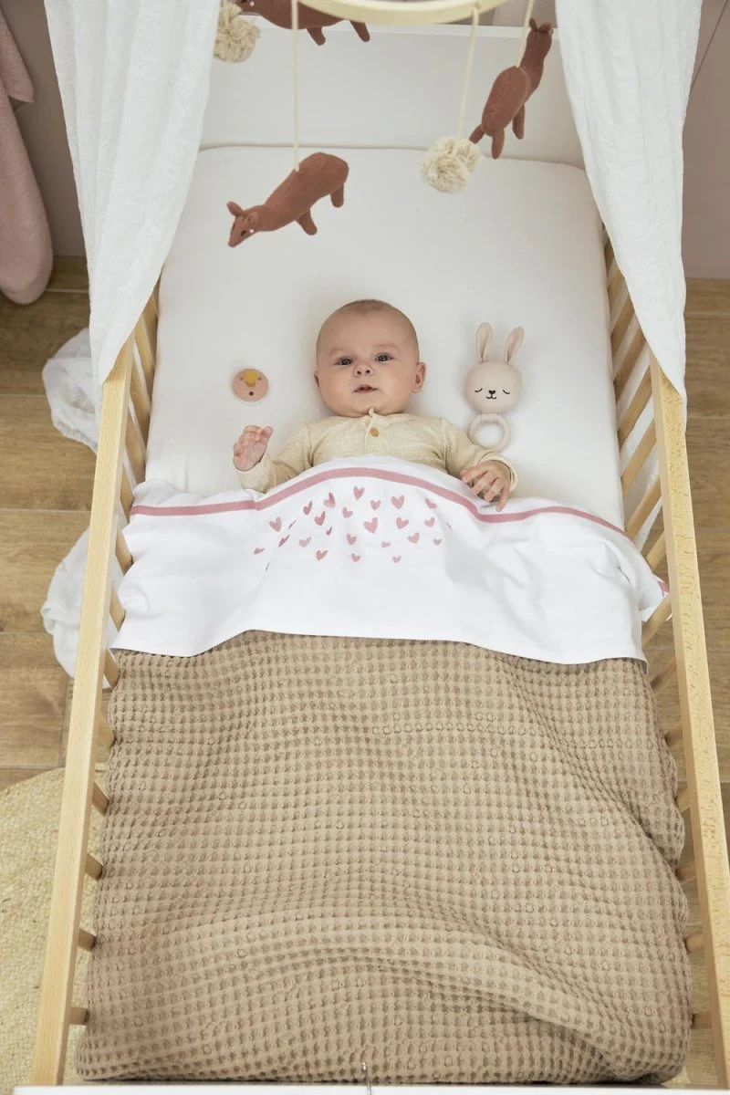 Meyco Baby Wafel Teddy Wiegdeken Sand 75x100cm - Image 5