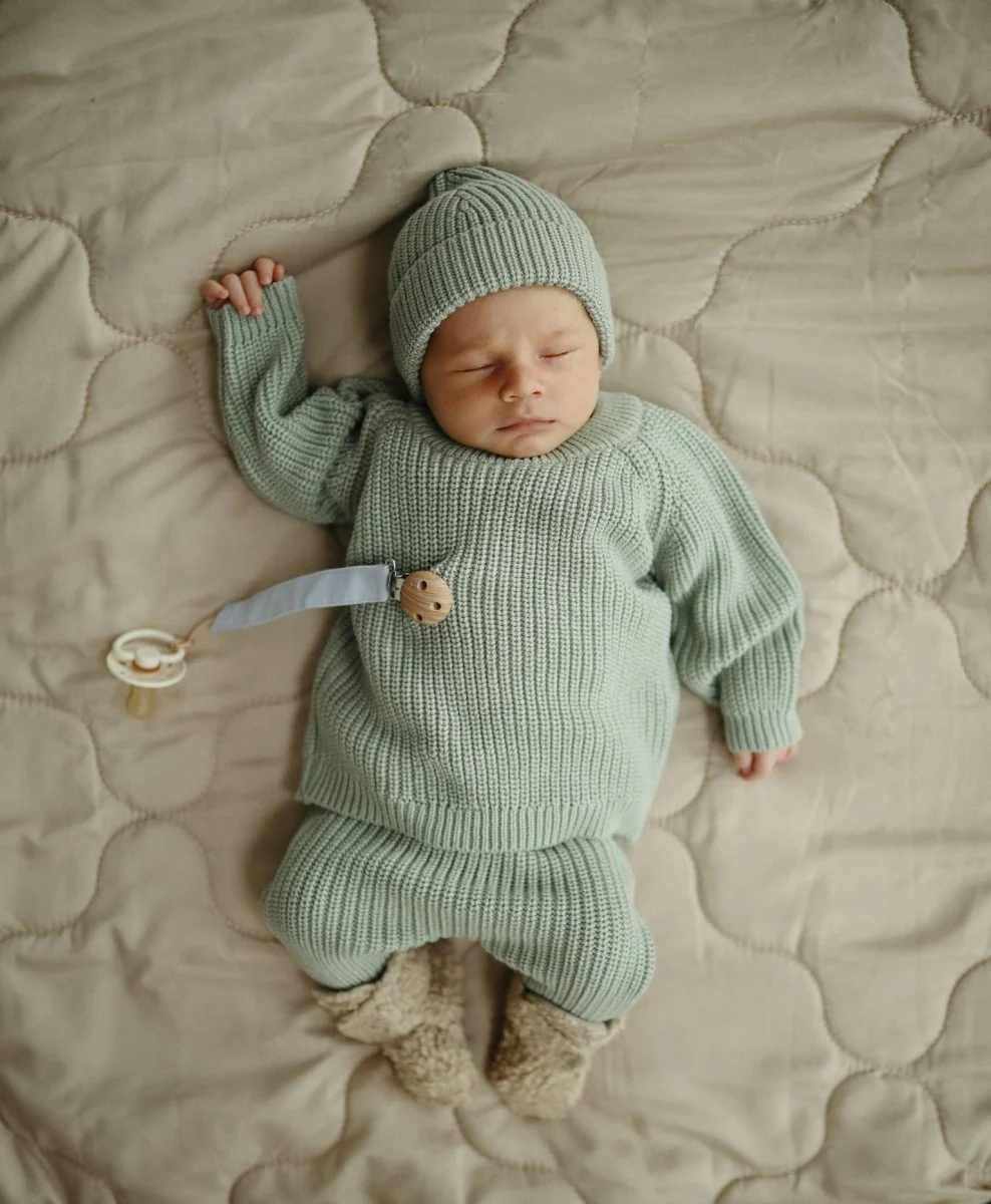 Mushie Baby Sweater Chunky Knit Light Mint - Image 3