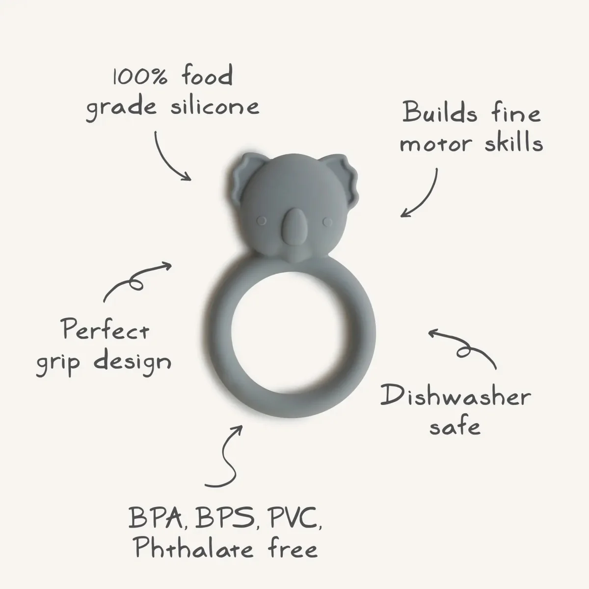 Mushie Bijtring Koala Grey - Image 6