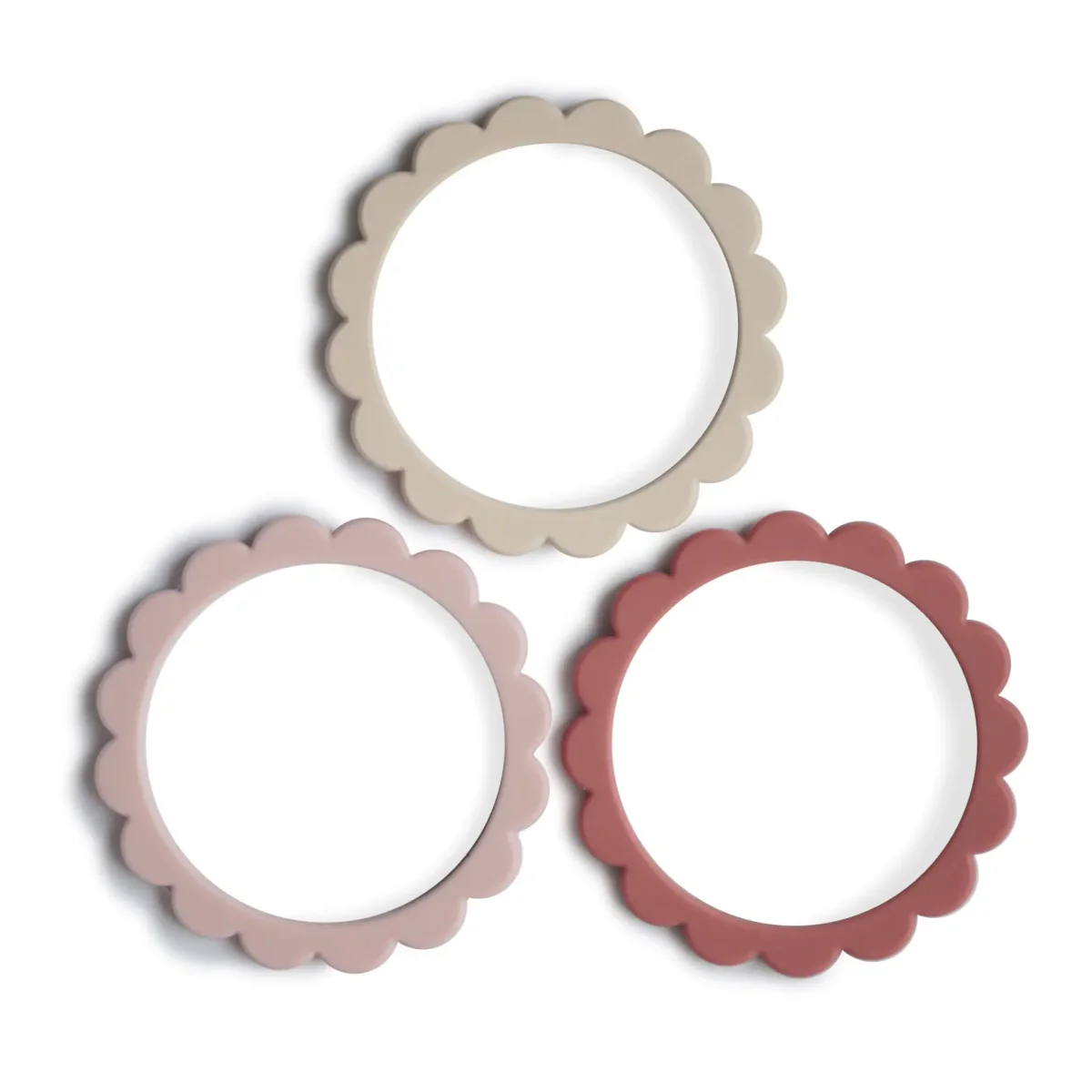 Mushie Bijtring Set Bloemen Blush/Rose/Sh.Sand 3st - Image 2