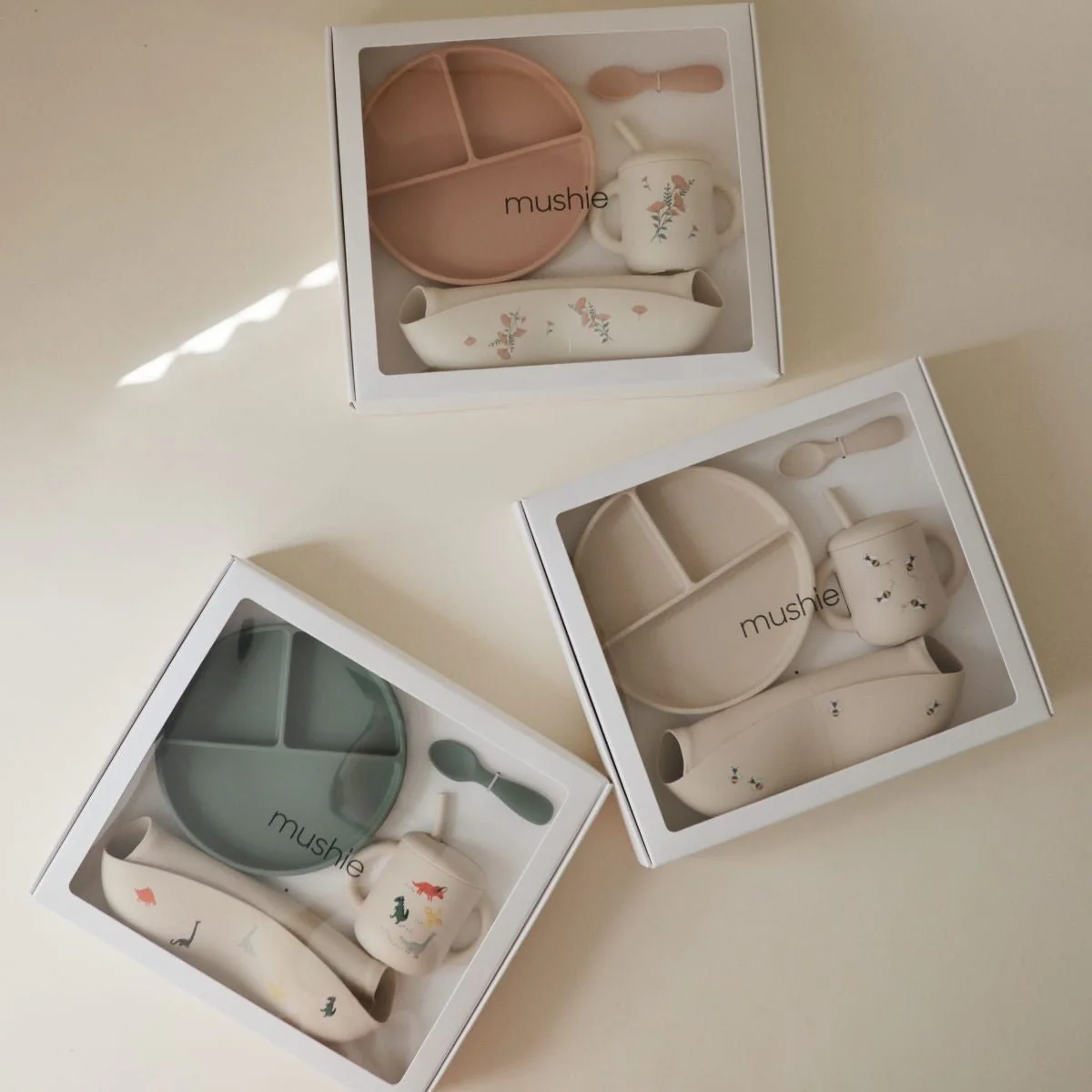 Mushie Kinderservies Set Giftbox Pink Flowers - Image 4