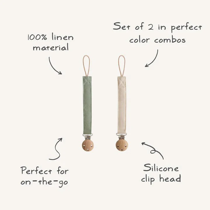 Mushie Speenkoord Linen Olive/Sand 2-Pack - Image 3