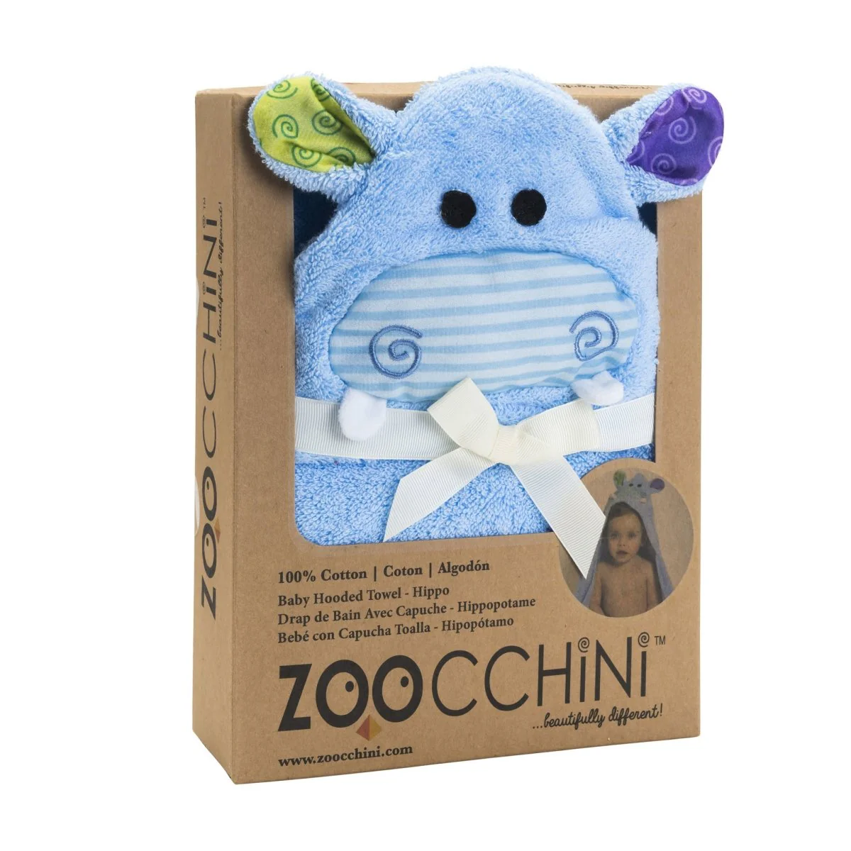 Zoocchini Badjas Baby Henry The Hippo Katoen - Image 5